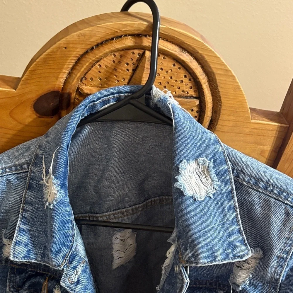 Highway Jeans Blue Distressed Jean Jacket - Picture 4 of 7